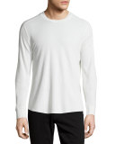 Long-Sleeve Waffle-Knit Sweater, Pearl
