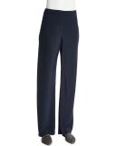 High-Waist Straight-Leg Pants, Navy
