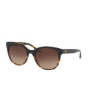 Square Two-Tone Sunglasses, Black/Tortoise