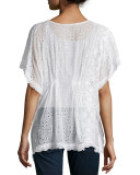 Eyelet Short-Sleeve Poncho