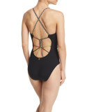 Mambo Printed-Trim Surplice-Neck One-Piece Swimsuit