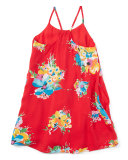 Floral Voile Racerback Shift Dress, Red/Yellow, Size 5-6X
