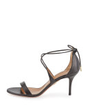 Linda Napa Leather 75mm Sandal, Black