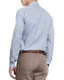 Gingham Check Sport Shirt, Gray/White