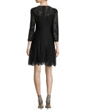 3/4-Sleeve Lace Swing Dress
