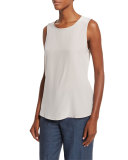 Sleeveless Silk Shell, Stone