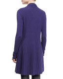 Open-Front Pleated Cardigan, Imperial Purple