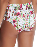 Chloe High-Waist Side-Strap Bikini Bottom, Rainforest Floral