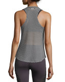 Aerate Checker-Print Mesh Athletic Tank, White/Black