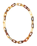 Horn and Gold-Plated Medium Link Necklace, 32"L