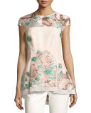 Floral Fil Coupe High-Low Top, Blush