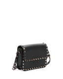 Rockstud Vitello Flap-Top Shoulder Bag, Black