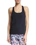 Racerback Double Sport Tank, Black/Crystal Rose