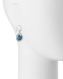 12mm New World Milky Blue Quartz Triplet Round Drop Earrings with Diamonds