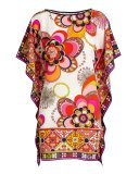 Sabita Floral Silk Mini Caftan, Multicolor