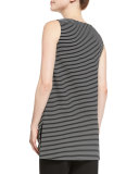 Sleeveless Scoop-Neck Striped Tunic, Black Multi