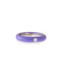 Lavender Enamel Ring with One Diamond, Size 6.75