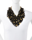 Tanzu Dark Horn Layered Chain Leaf Necklace