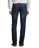 Slim-Fit Dark Wash Denim Jeans, Dark Blue