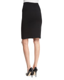 High-Waist Crepe Jersey Pencil Skirt, Black