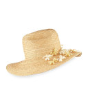 Buttercup Western Straw Fedora Hat w/ Flower, Natural