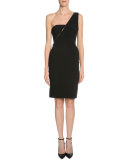 One-Shoulder Sheath Dress, Black