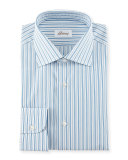 Pavone Striped Woven Dress Shirt, White/Blue
