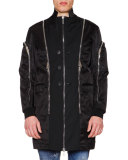 Oversized Jacket W/Allover Zip Details, Black