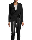 Stretch Gabardine Wrap Jacket, Black