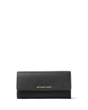 Jet Set Travel Flat Trifold Wallet, Black