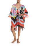 Monreale Print Belted Caftan Coverup