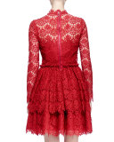 Floral Lace-Tiered Fit-And-Flare Dress