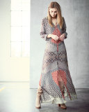 Wish Long-Sleeve Printed Maxi Dress, Multi, Petite 