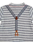 Striped Jersey Suspender Shortall, Blue/White, Size 3-9 Months