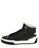 Metal-Stud Leather High-Top Sneaker, Black