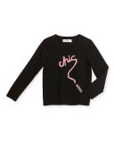 Chic Intarsia Pullover Sweater, Black, Size 4-7