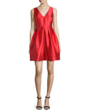 Sleeveless V-Neck Party Dress, Vermillion
