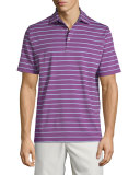 Tradeshow Striped Short-Sleeve Jersey Polo Shirt, Purple
