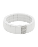 Domino White Ceramic Stretch Link Bracelet with Pavé Diamond Row