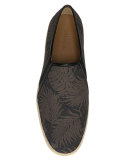 Chalmers 2 Palm Leaf Canvas Espadrille Slip-On Sneaker, Black/Brown