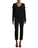 Nash Fringe-Trim Cropped Pants, Black
