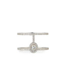 Glam'Azone Two-Row Diamond Ring in 18K White Gold, Size 6 1/4