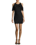 Cold-Shoulder Lace Mini Dress, Black