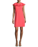 Sontie Frill-Collar Shift Dress, Coral