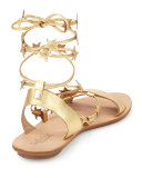 Starla Leather Gladiator Sandal, Pale Gold