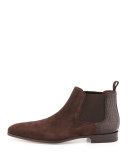 Alligator-Heel Suede Ankle Boot, Brown