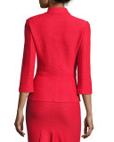 Lattice Pique Knit 3/4-Sleeve Jacket, Hibiscus