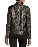 Specter Camo-Print Vegan Leather Moto Jacket