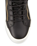 Wings Leather High-Top Sneaker, Nero