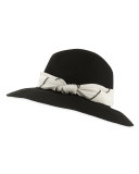 Monili-Trim Wide-Brim Fedora, Black/Vanilla